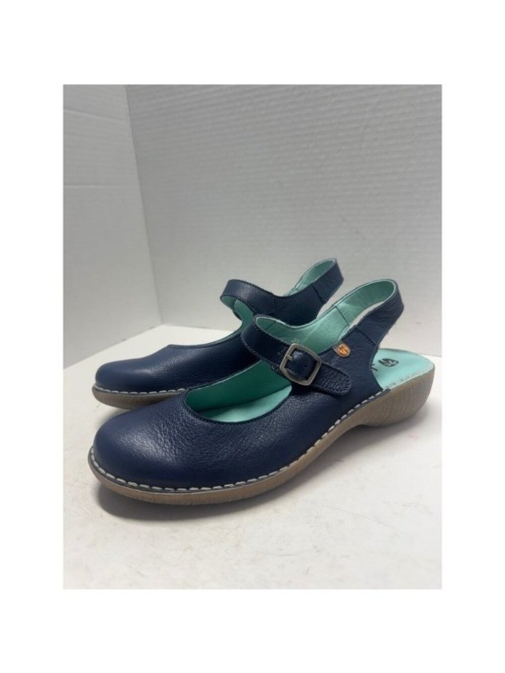 Jungla Navy Blue Leather Mary Jane Slingback Comfort Sandals 7825 Spain 40